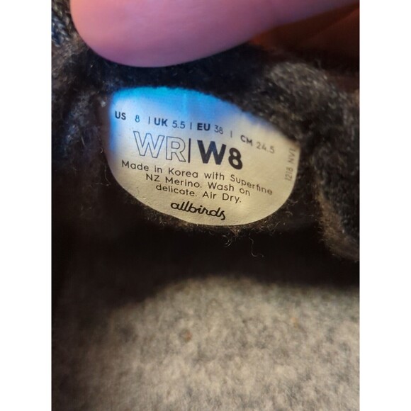 Allbirds Shoes Sneakers Womens 8 Black Wool Runners Lace Up Running Comfort - Picture 7 of 7